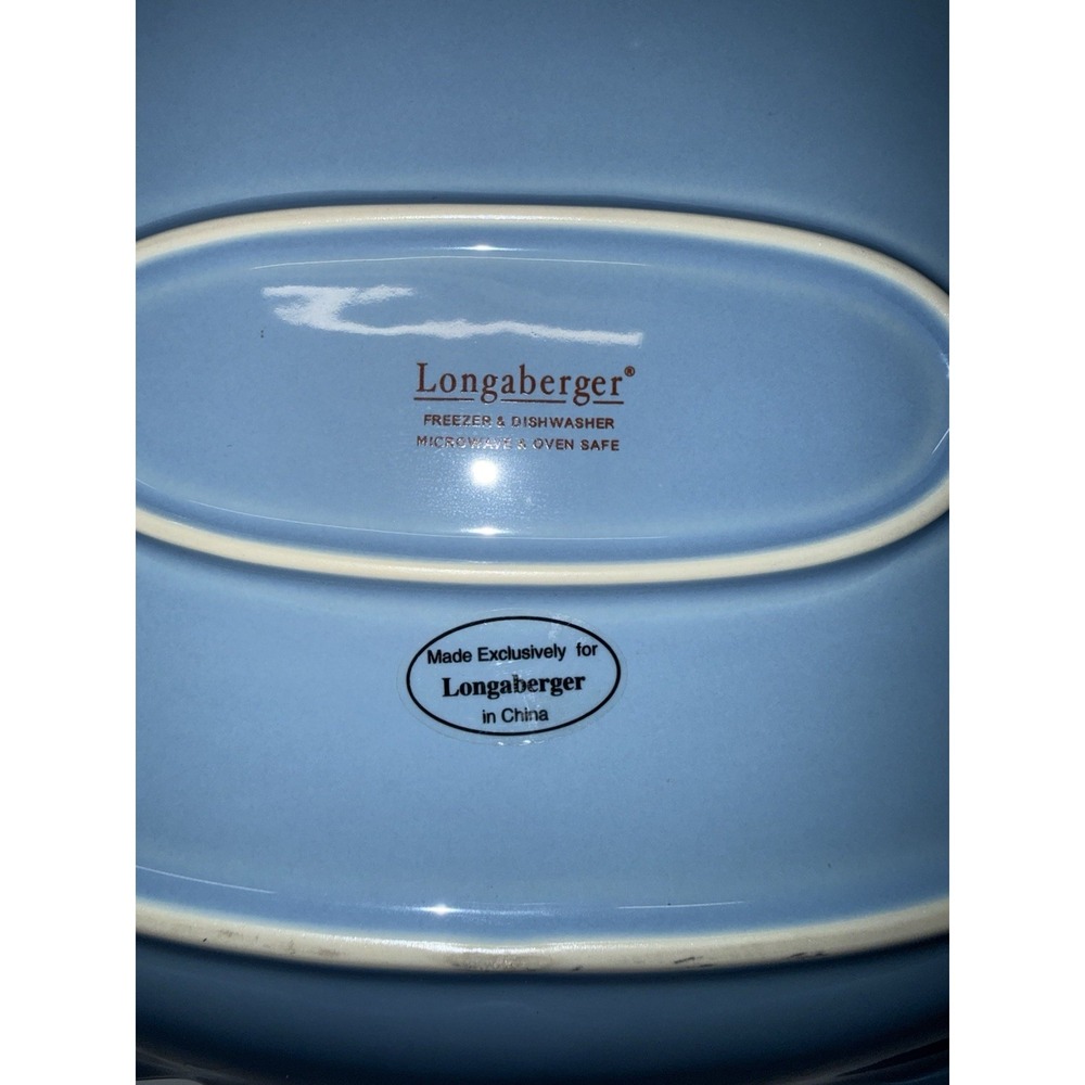 Longaberger Vintage Vine Large Oval Serving Platter- Blue Mist EUC